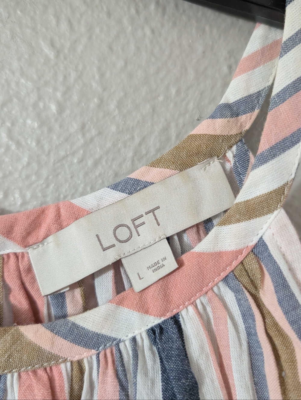 LOFT Striped Ruffle Tank Top - Picture 2 of 3